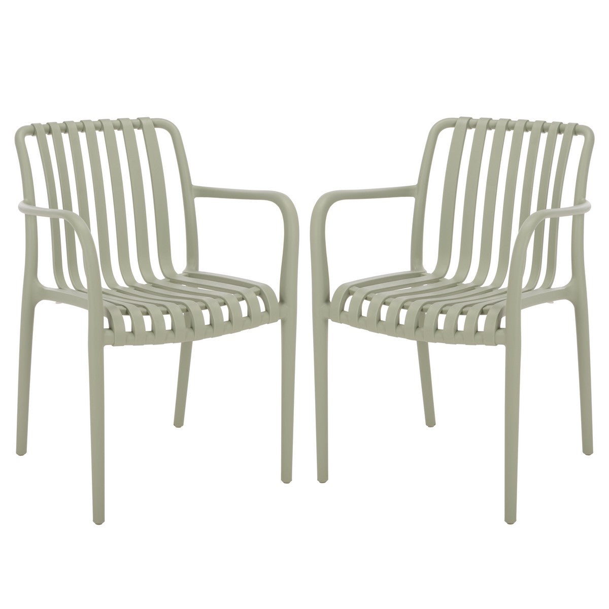 Holly Outdoor Dining Armchair Set of 2 – Stackable Polyethylene Patio Chairs
