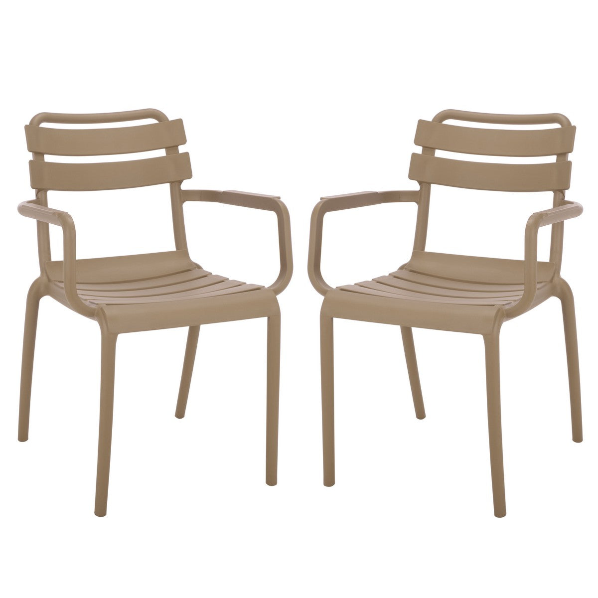Sarah Outdoor Dining Armchair Set of 2 – Stackable Polyethylene Patio Chairs