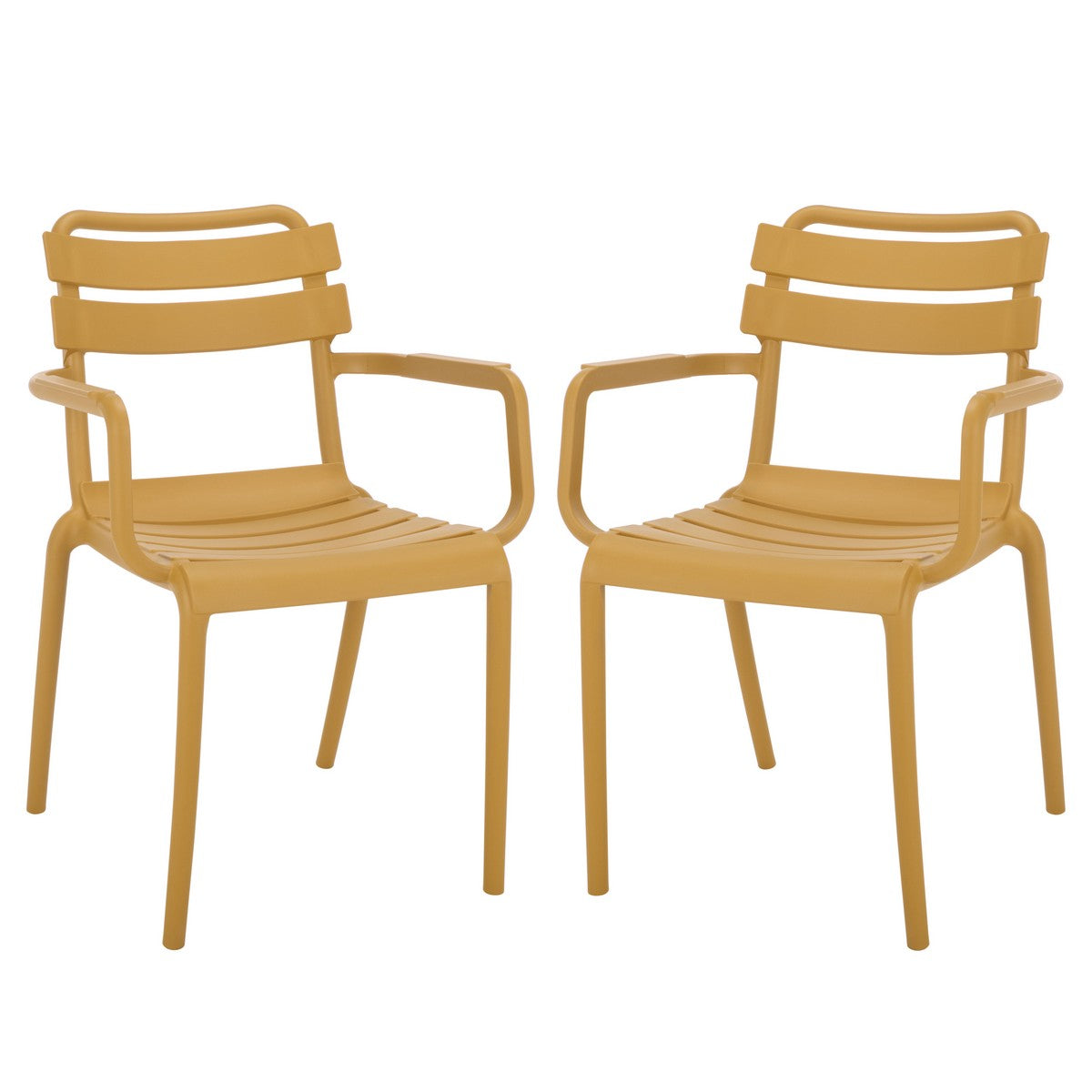 Sarah Outdoor Dining Armchair Set of 2 – Stackable Polyethylene Patio Chairs