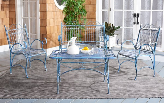 Leah 4-Piece Iron Outdoor Living Set – Victorian Style Loveseat, Chairs & Table