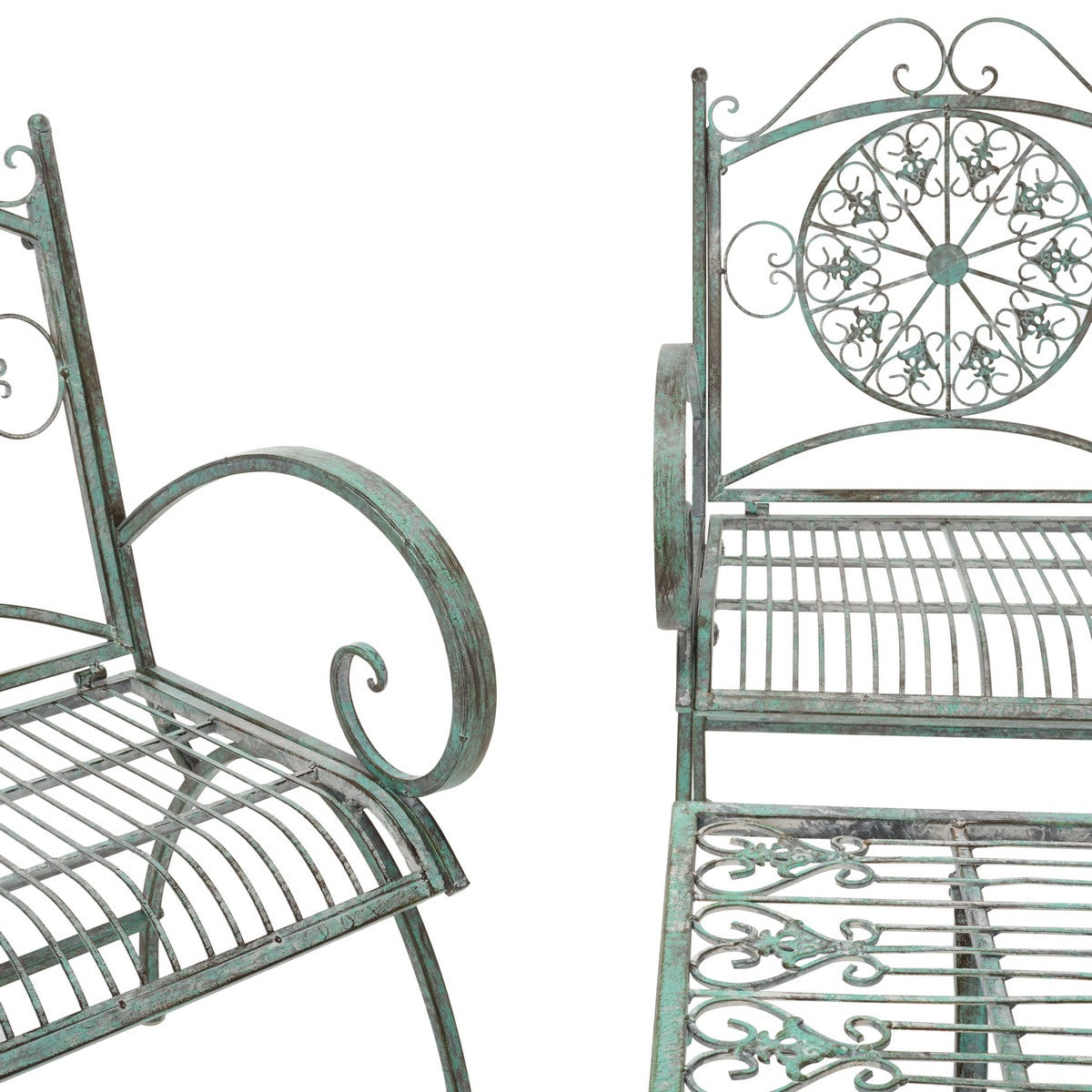 Sophie 4-Piece Iron Outdoor Living Set – Victorian Scroll Loveseat, Chairs & Coffee Table