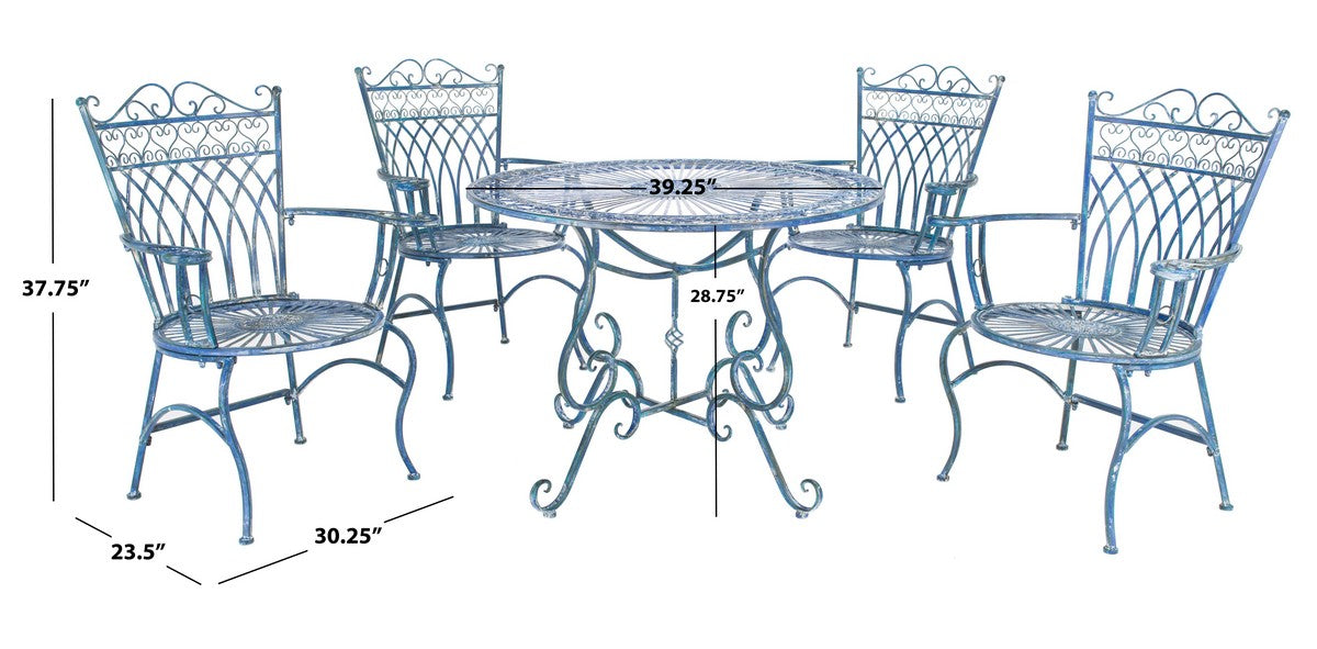 Thessaly 5 Piece Outdoor Set – Victorian-Inspired Iron Garden Dining Set