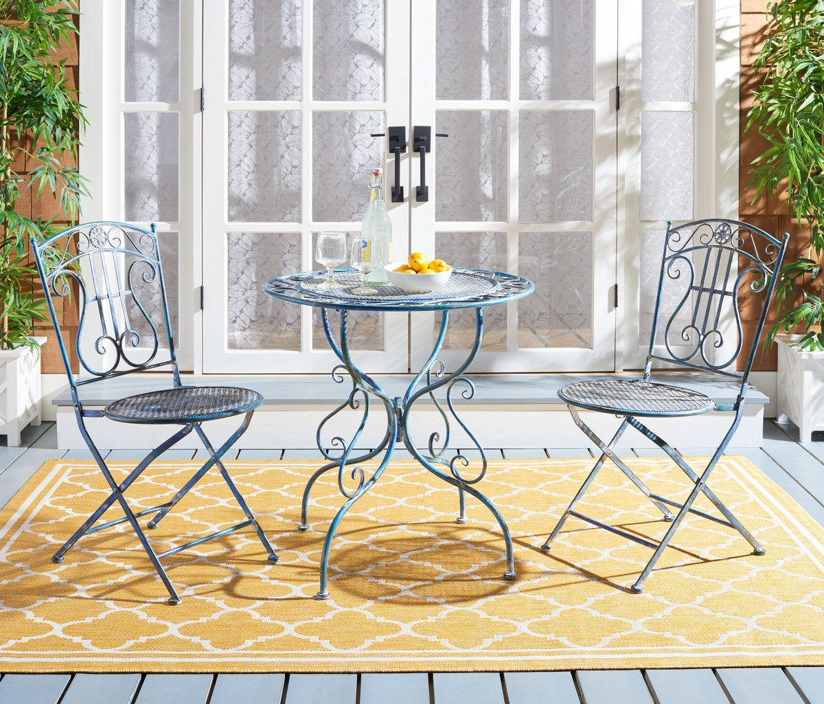 Semly 3 Piece Metal Bistro Set – Antique Scrollwork Table and Chairs