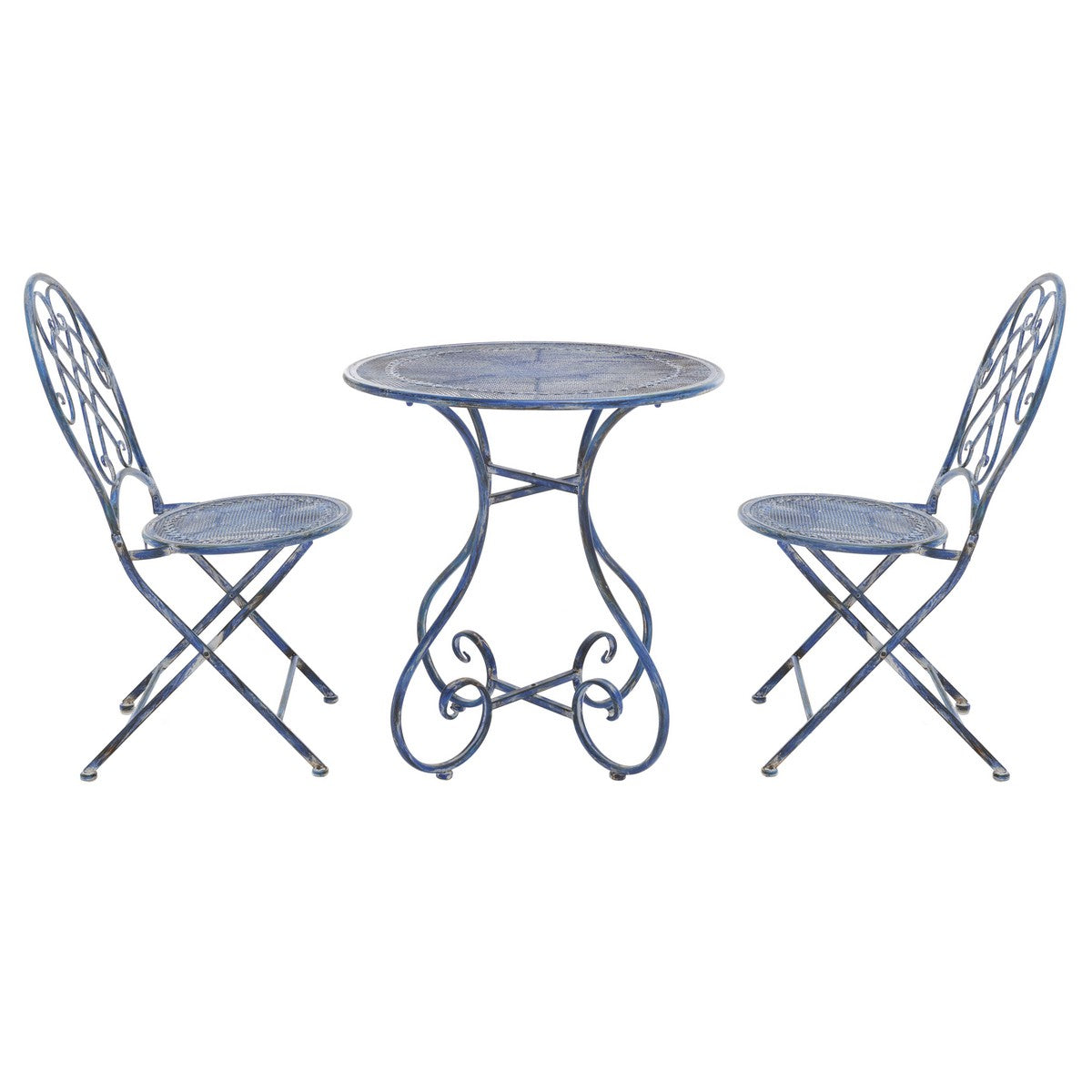 Adriel 3 Piece Outdoor Bistro Set – Iron Table and Chairs with European Vintage Design
