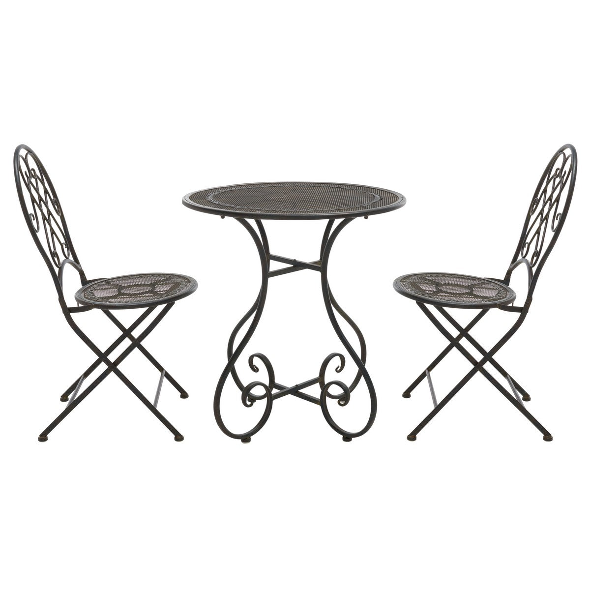 Adriel 3 Piece Outdoor Bistro Set – Iron Table and Chairs with European Vintage Design