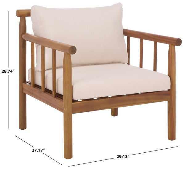 Cardori Chair Set of 2 – Teak Acacia Wood Chairs with Cream Cushioned Seats