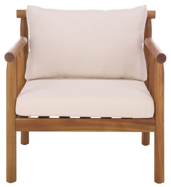 Cardori Chair Set of 2 – Teak Acacia Wood Chairs with Cream Cushioned Seats