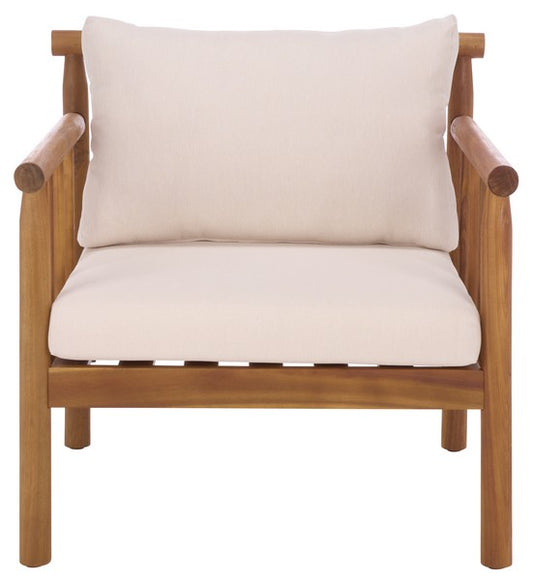 Cardori Chair Set of 2 – Teak Acacia Wood Chairs with Cream Cushioned Seats