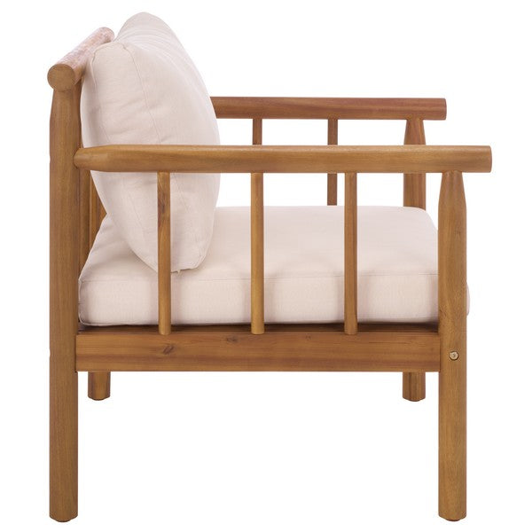 Cardori Chair Set of 2 – Teak Acacia Wood Chairs with Cream Cushioned Seats