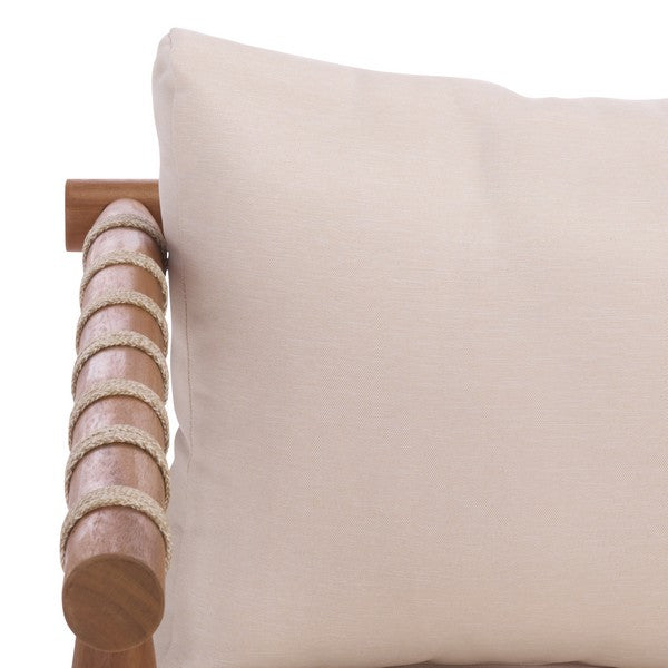 Sabrina Outdoor Chair Set of 2 – Teak Acacia Wood Chairs with Creme Cushions