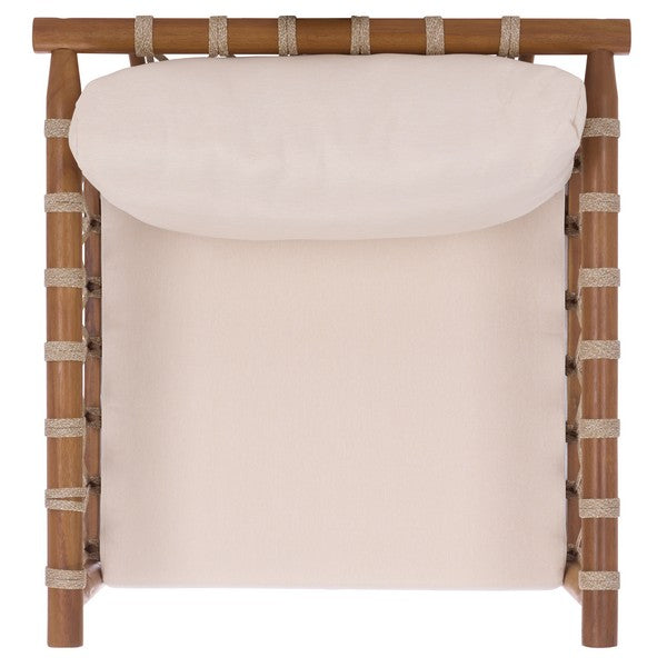 Sabrina Outdoor Chair Set of 2 – Teak Acacia Wood Chairs with Creme Cushions