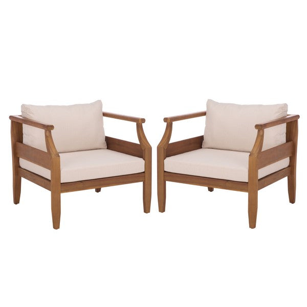 Alta Chair Set of 2 – Teak Acacia Wood Chairs with Cream Cushions