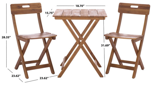 Austin 3 Piece Outdoor Bistro Set – Acacia Wood Table and Chairs