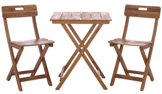 Austin 3 Piece Outdoor Bistro Set – Acacia Wood Table and Chairs