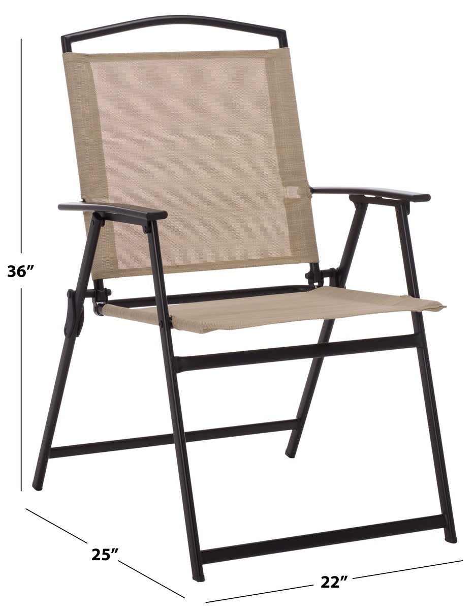Alvin Folding Chair Set of 2 – Black Metal & Rattan Outdoor Chairs