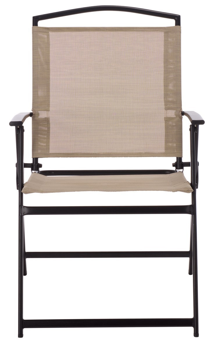 Alvin Folding Chair Set of 2 – Black Metal & Rattan Outdoor Chairs