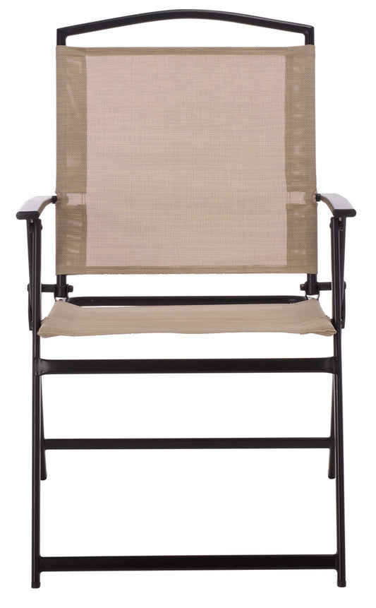 Alvin Folding Chair Set of 2 – Black Metal & Rattan Outdoor Chairs