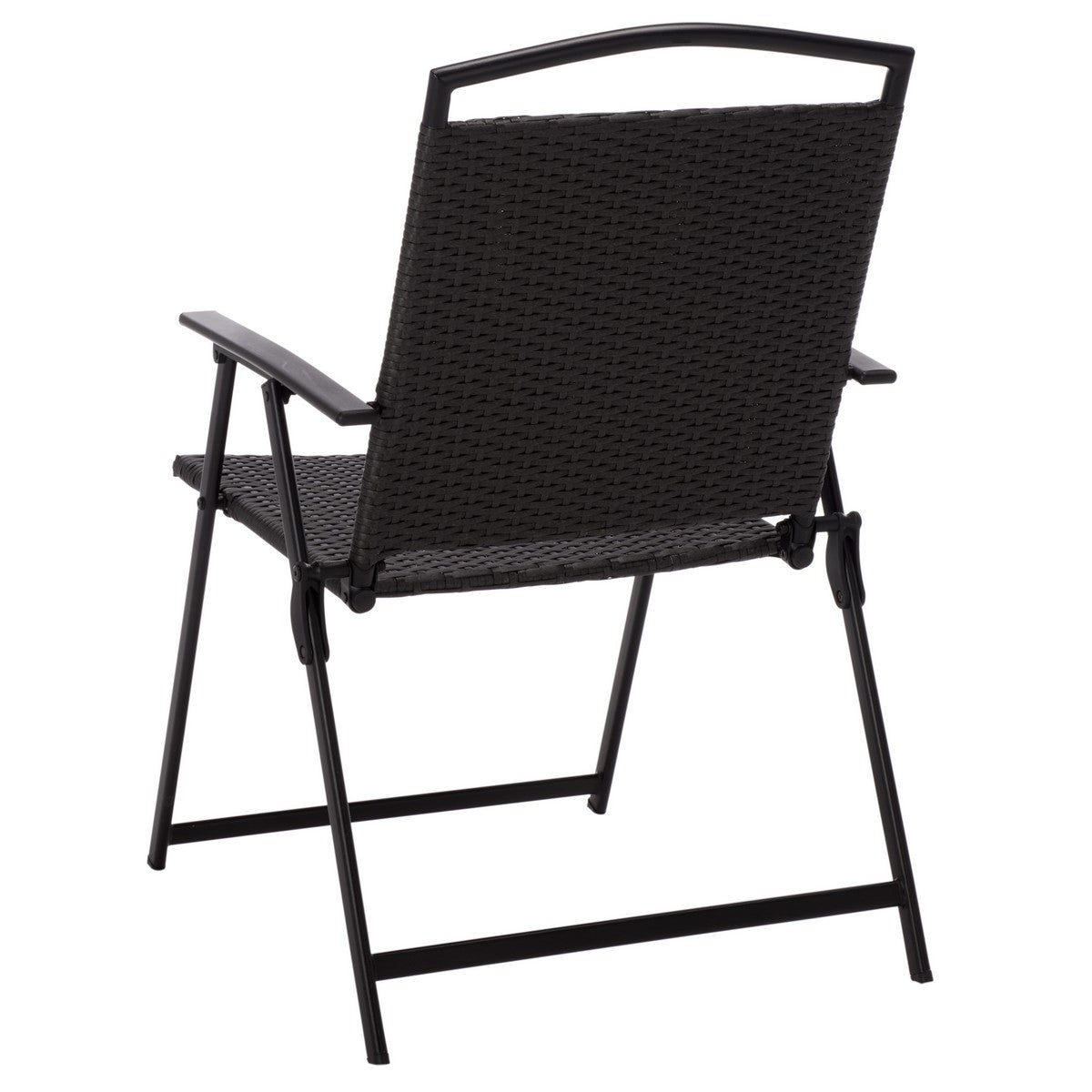 Dory Folding Chair Set of 2 – Black Metal & Rattan Outdoor Chairs