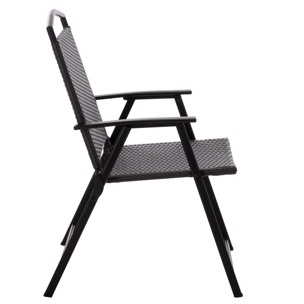 Dory Folding Chair Set of 2 – Black Metal & Rattan Outdoor Chairs