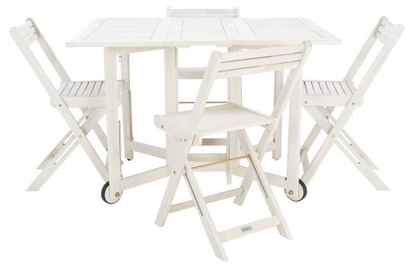 Arvin 5-Piece Outdoor Dining Set – Foldable Acacia Wood Table and Chairs