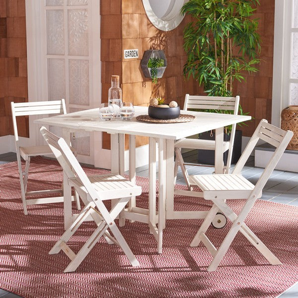 Arvin 5-Piece Outdoor Dining Set – Foldable Acacia Wood Table and Chairs