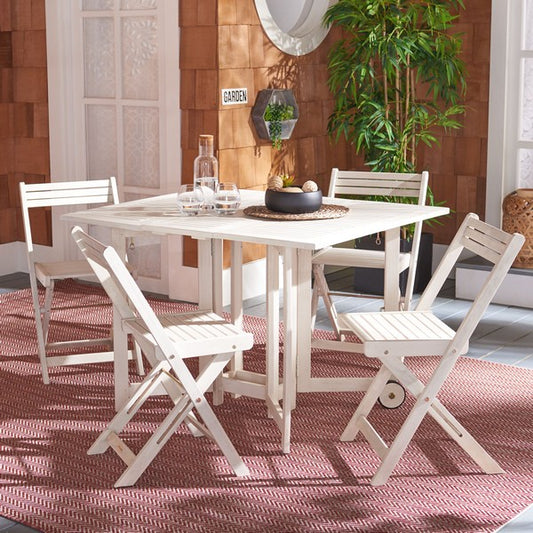Arvin 5-Piece Outdoor Dining Set – Foldable Acacia Wood Table and Chairs