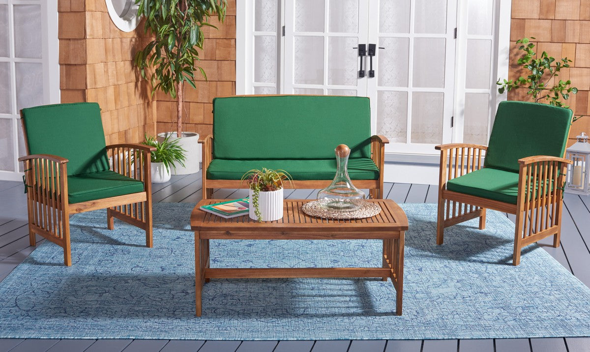 Rocklin 4 Piece Outdoor Living Set – Slatted Acacia Wood Patio Seating
