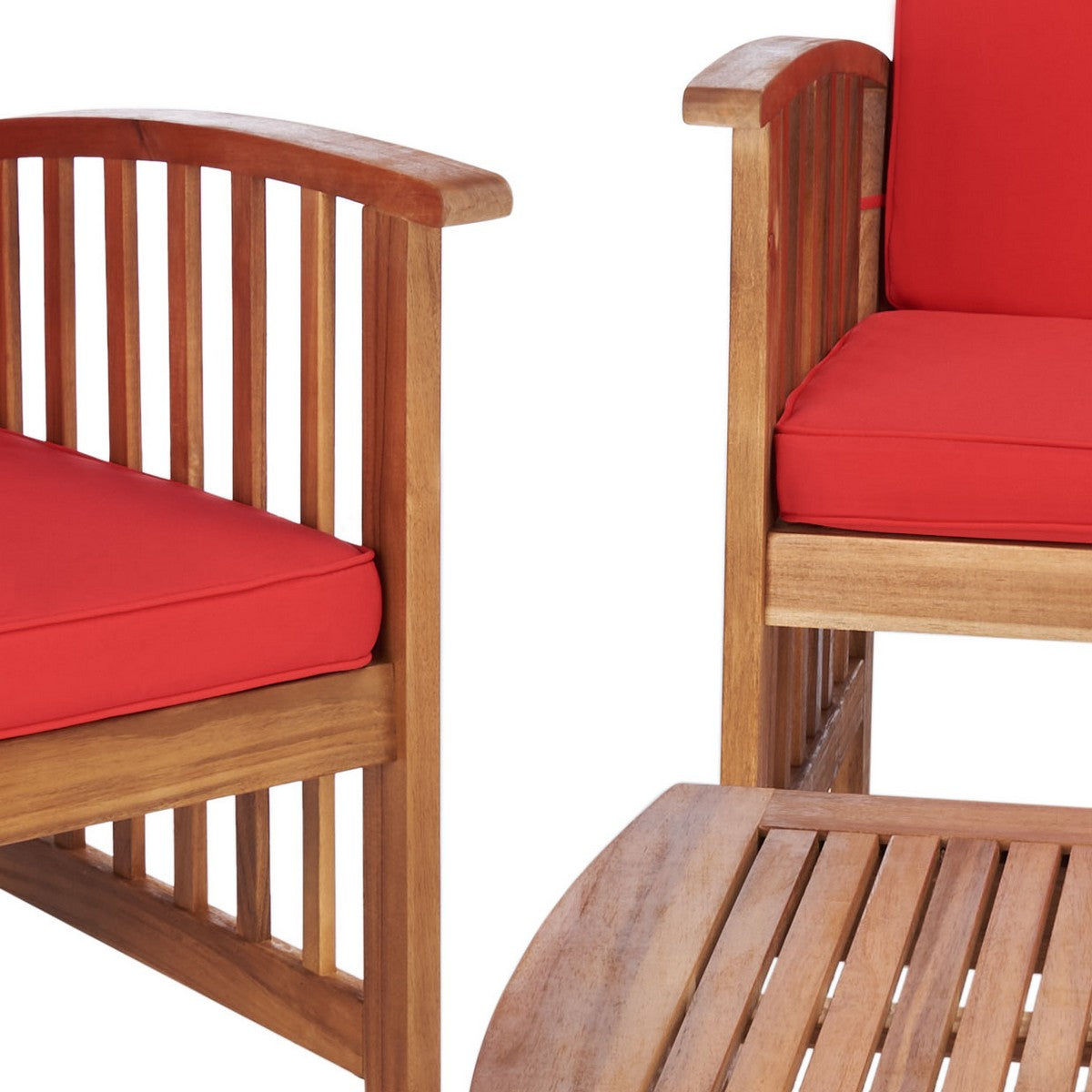 Rocklin 4 Piece Outdoor Living Set – Slatted Acacia Wood Patio Seating