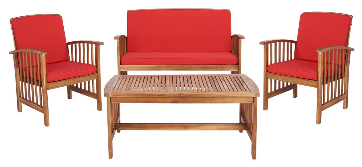 Rocklin 4 Piece Outdoor Living Set – Slatted Acacia Wood Patio Seating