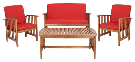Rocklin 4 Piece Outdoor Living Set – Slatted Acacia Wood Patio Seating