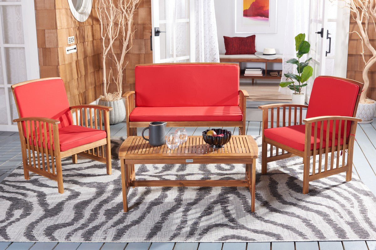 Rocklin 4 Piece Outdoor Living Set – Slatted Acacia Wood Patio Seating