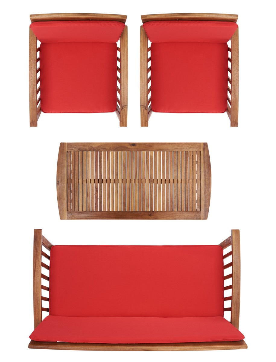 Rocklin 4 Piece Outdoor Living Set – Slatted Acacia Wood Patio Seating
