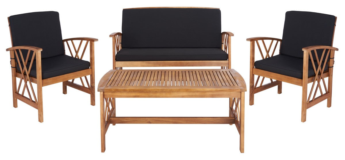 Fontana 4 Piece Outdoor Living Set – Acacia Wood with Cushions