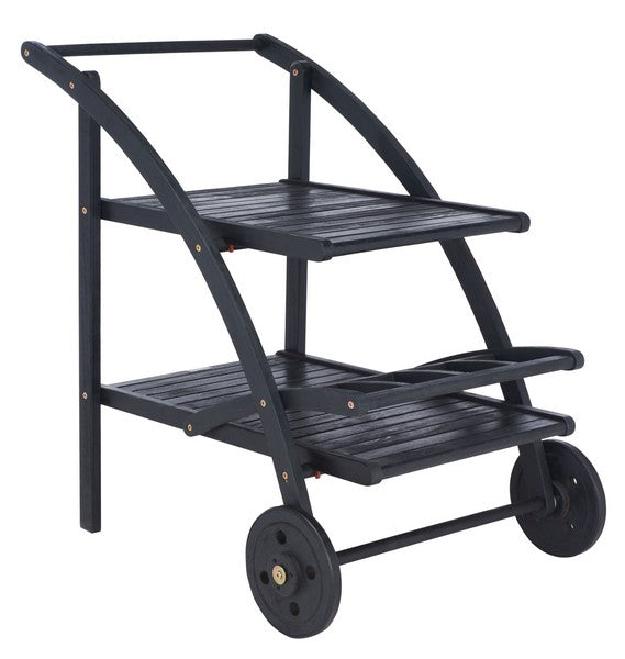 Lodi Outdoor Acacia Wood Tea Cart – Portable Serving Trolley