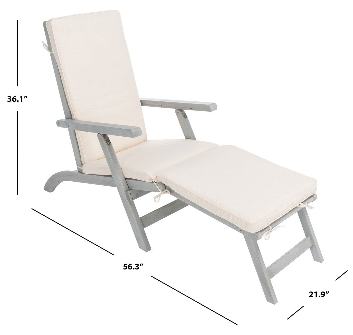 Palmdale Lounge Chair – Classic Acacia Wood Outdoor Lounger with Cushion