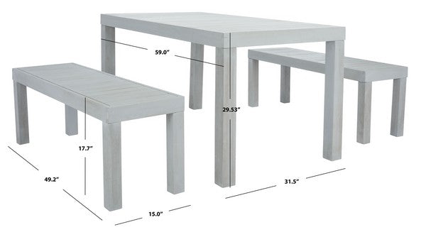 Dario 3-Piece Outdoor Dining Set with Two Backless Benches