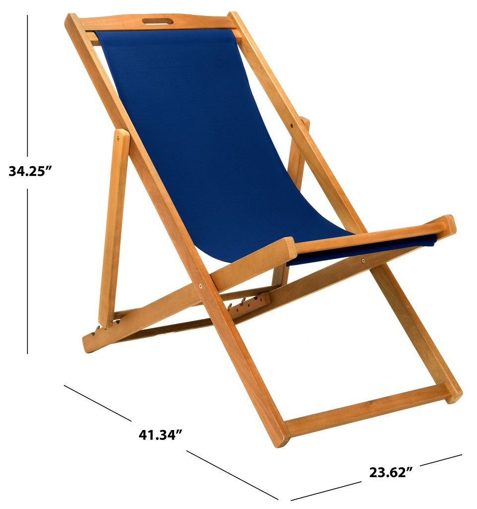 Loren Folding Sling Chair Set of 2 – Natural Eucalyptus Wood Outdoor Chairs