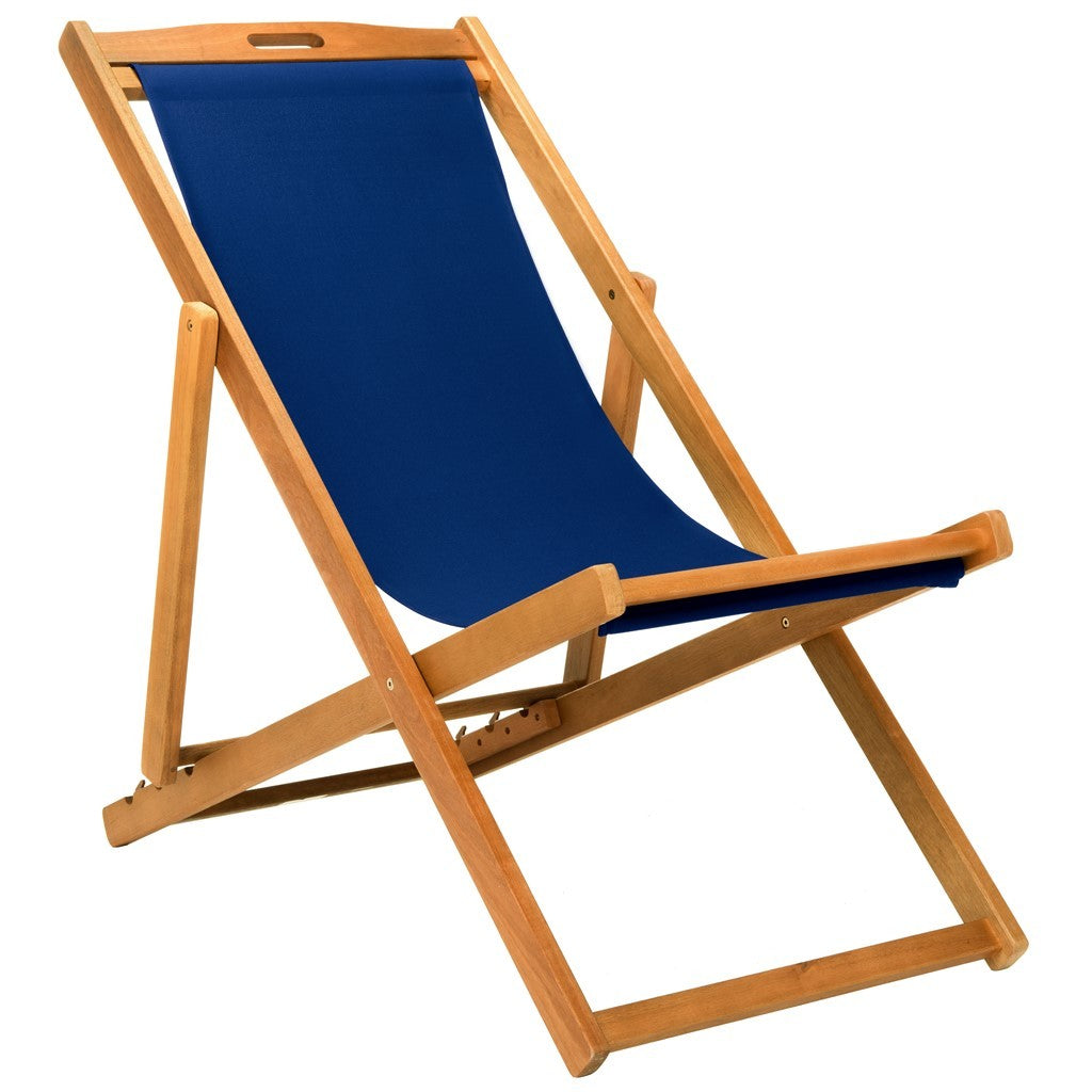 Loren Folding Sling Chair Set of 2 – Natural Eucalyptus Wood Outdoor Chairs