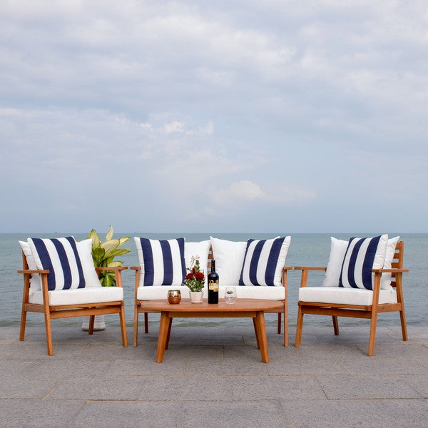Deacon 4 Piece Outdoor Living Set with Cushions and Accent Pillows
