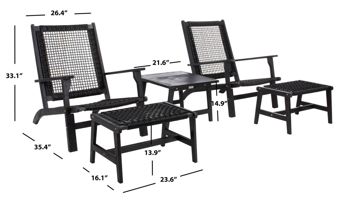 Chantelle 5-Piece Outdoor Lounge Set – Acacia Wood with Rattan Accents