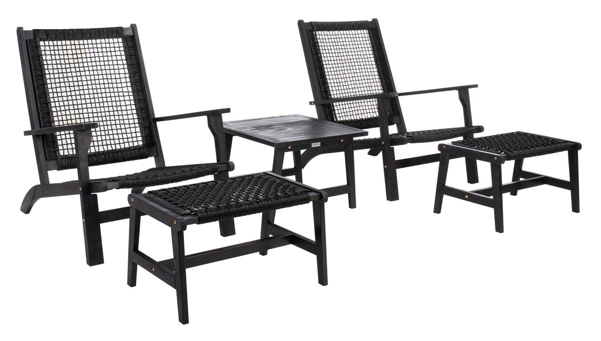 Chantelle 5-Piece Outdoor Lounge Set – Acacia Wood with Rattan Accents