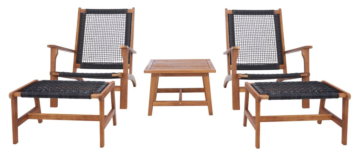 Chantelle 5-Piece Outdoor Lounge Set – Acacia Wood with Rattan Accents