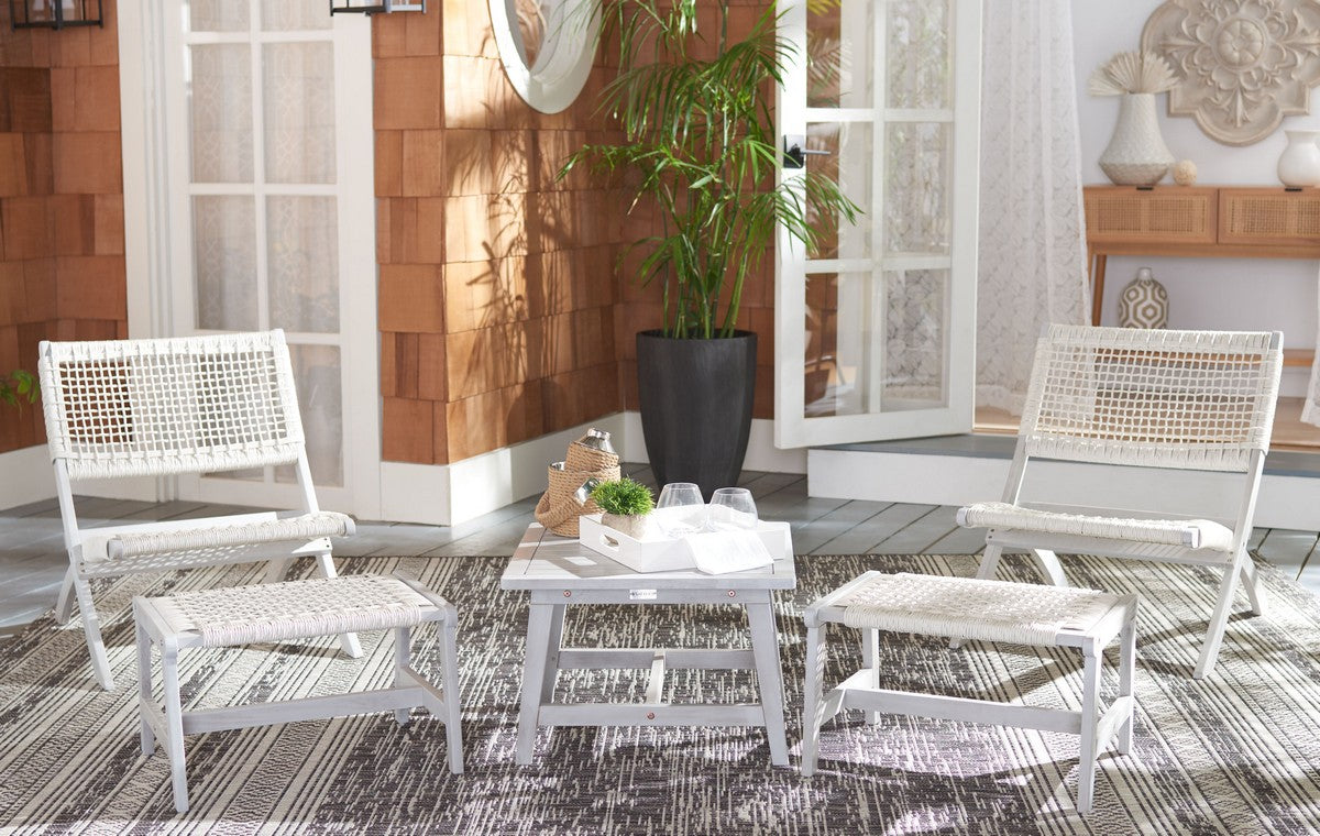 Casella 3-Piece Outdoor Lounge Set – Acacia Wood with Ottoman & Side Table