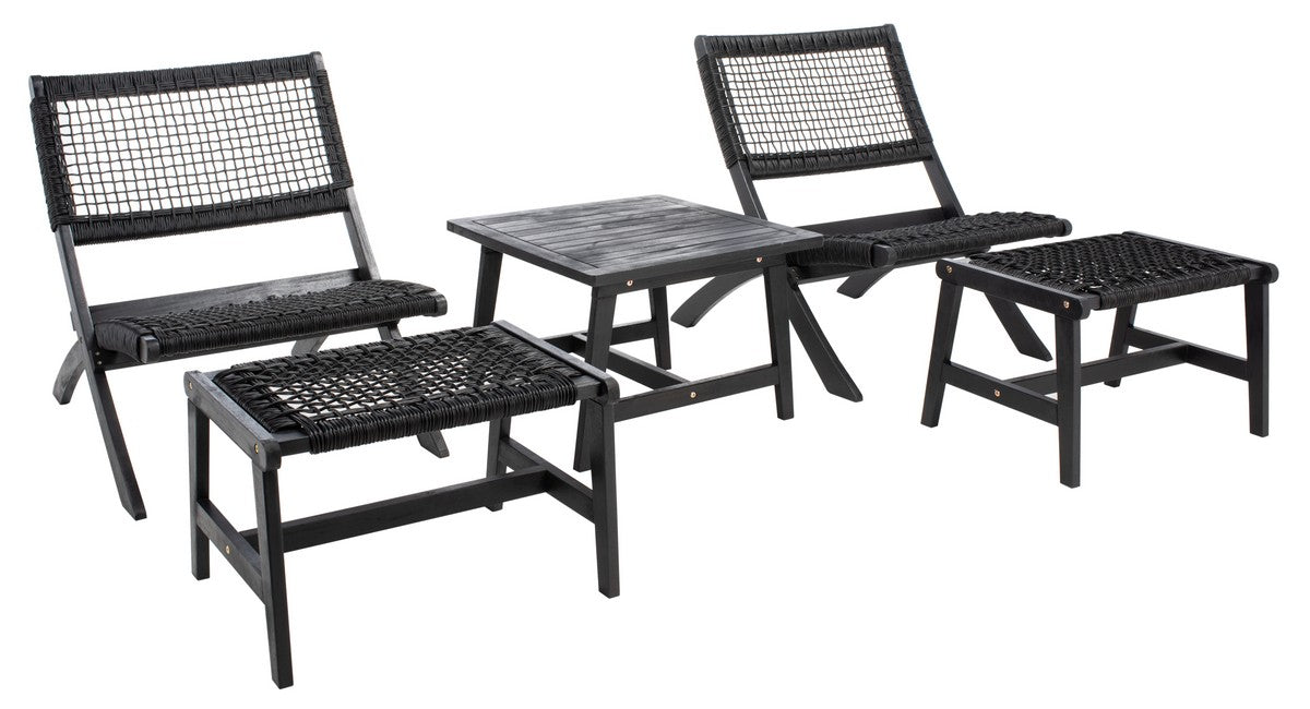 Casella 3-Piece Outdoor Lounge Set – Acacia Wood with Ottoman & Side Table