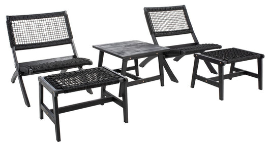 Casella 3-Piece Outdoor Lounge Set – Acacia Wood with Ottoman & Side Table
