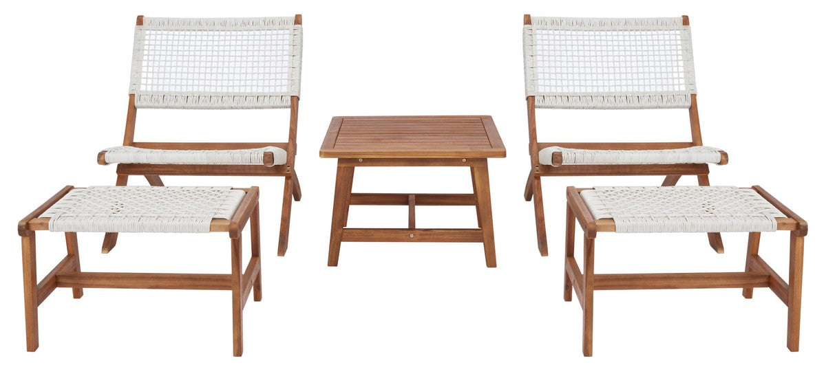 Casella 3-Piece Outdoor Lounge Set – Acacia Wood with Ottoman & Side Table