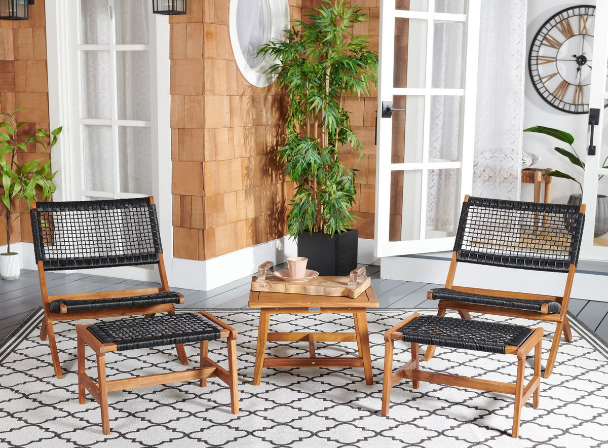 Casella 3-Piece Outdoor Lounge Set – Acacia Wood with Ottoman & Side Table