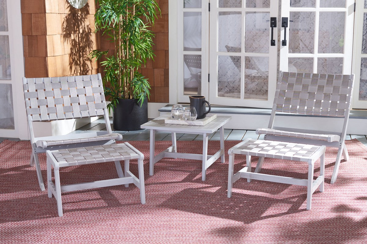 Darryl 3-Piece Outdoor Lounge Set – Acacia Wood Chairs with Ottomans and Side Table