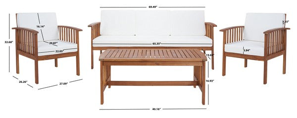 Finnick 4-Piece Acacia Wood Outdoor Living Set with Coffee Table