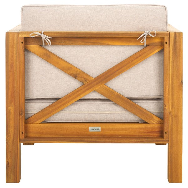Crewe Outdoor Arm Chair – Acacia Wood Patio Chair with Cushions